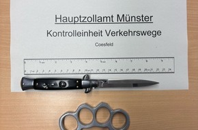 Hauptzollamt Münster: HZA-MS: Mit verbotenen Waffen nach Deutschland Zoll wird auf A43 fündig bei niederländischem Fahrzeug