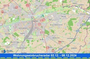 Polizeipräsidium Hamm: POL-HAM: Wohnungseinbruchsradar Hamm für die Woche vom 2. Dezember bis 8. Dezember 2024