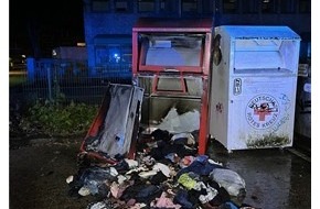 Polizei Mettmann: POL-ME: Unbekannte z&uuml;nden Altkleidercontainer an: Polizei bittet um Hinweise - 2606029