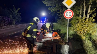 FW-AUR: Frontalzusammenstoß mit Leitplanke