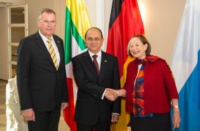Hanns-Seidel-Stiftung e.V.: Vorsitzende Ursula Männle empfängt Myanmars Präsident Thein Sein /
Demokratisierungsprozess und wirtschaftliche Entwicklung im Blickpunkt