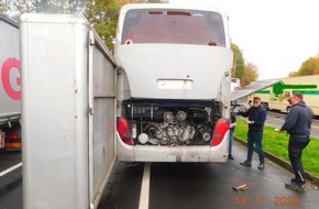 Verkehrsdirektion Koblenz: POL-VDKO: Brandgefahr durch Ölverlust - Fernlinienbus aus Südeuropa stillgelegt