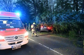 Feuerwehr Pulheim: FW Pulheim: PKW prallte auf der K9 gegen Baum