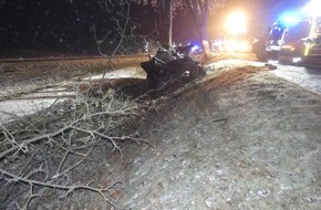 Polizeiinspektion Celle: POL-CE: Wolthausen - Ein Schwerverletzter nach Kollision mit Baum