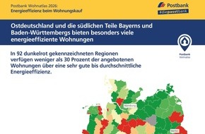 Postbank: Postbank Wohnatlas 2026: Wo sich der Kauf energieeffizienter Wohnungen rentiert