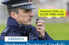 Polizei Mettmann: POL-ME: 16-Jähriger läuft in Drahtseil - glücklicherweise nicht verletzt - Erkrath - 2412086