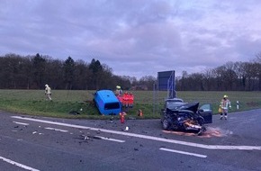 Polizei Coesfeld: POL-COE: Lüdinghausen-Seppenrade, B58, Alter Dülmener Landweg, Kökelsumer Straße/Zwei Verletzte bei Verkehrsunfall