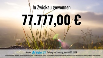 Sächsische Lotto-GmbH: Zwickauer im Glücksrausch: 77.777 Euro bei Spiel 77 gewonnen