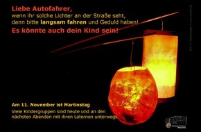 Polizeipräsidium Westpfalz: POL-PPWP: Jährliche Laternenumzüge nähern sich