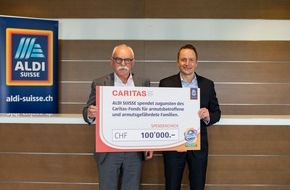 Caritas Schweiz / Caritas Suisse: ALDI SUISSE devolve 100 000 franchi a Caritas Svizzera