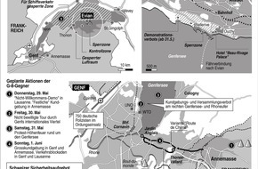sda-Infografik: sda-Infografik - G-8-Gipfel: Umfangreiches Sicherheitsdispositiv rund um den Genfersee
