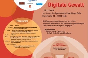 Polizeiinspektion Celle: POL-CE: "Digitale Gewalt"
Fachtagung am 22.11.2018 - Forum des Gymnasiums Ernestinum Celle