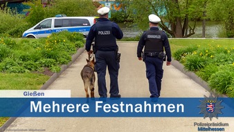 Polizeipräsidium Mittelhessen - Pressestelle Gießen: POL-GI: Pressemeldungen vom 21.08.2019:




Gießen: Weitere Kontrollen im Zuge des Konzeptes Sicheres Gießen führen zu mehreren Festnahmen