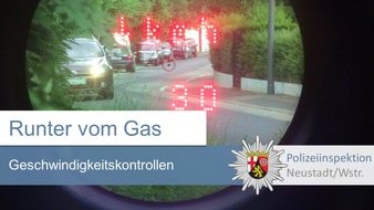 Polizeidirektion Neustadt/Weinstraße: POL-PDNW: Neustadt/Wstr.: Mehrere Geschwindigkeitsverstöße auf der B39