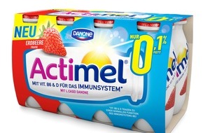 Danone DACH: "Nimm's leicht" mit Actimel 0,1 % Fett / Die neue Sorte Actimel Erdbeere 0,1% - leicht und fruchtig (FOTO)