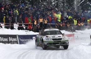 Skoda Auto Deutschland GmbH: Sepp Wiegand/Frank Christian bei der Rallye Schweden auf Podest-Kurs  in der WRC 2! (BILD)