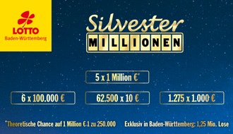 Lotto Baden-Württemberg: Silvester-Millionen im Raum Crailsheim, Kornwestheim, Rottweil, Winnenden und dem Kreis Reutlingen gewonnen