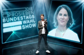 ProSieben: Politik zur Prime Time auf ProSieben: Annalena Baerbock trifft in "Die ProSieben-Bundestagswahl-Show" am Mittwoch auf Louis Klamroth