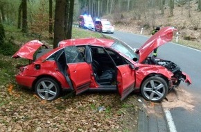 Polizei Minden-Lübbecke: POL-MI: Auto überschlägt sich und kracht gegen Baum