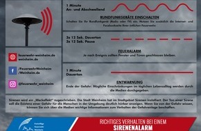 Feuerwehr Weinheim: FW Weinheim: Sirenentest am Freitag, den 10.07.2026