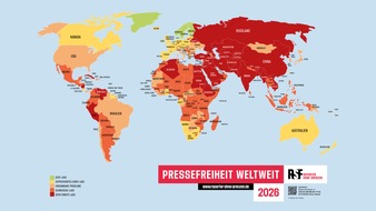 Reporter ohne Grenzen e.V.: Nur noch ein Prozent der Weltbev&ouml;lkerung lebt in L&auml;ndern mit guter Pressefreiheit: Reporter ohne Grenzen ver&ouml;ffentlicht Rangliste der Pressefreiheit 2026