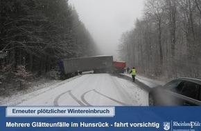 Polizeipräsidium Trier: POL-PPTR: Verkehrsunfälle nach erneutem Wintereinbruch