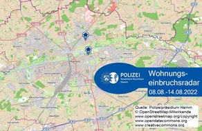 Polizeipräsidium Hamm: POL-HAM: Wohnungseinbruchsradar Hamm für die Woche vom 8. bis 14. August 2022