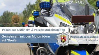 Polizeidirektion Neustadt/Weinstraße: POL-PDNW: Polizeiautobahnstation Ruchheim & Polizei Bad Dürkheim Gemeinsam auf Motorrad-Streife