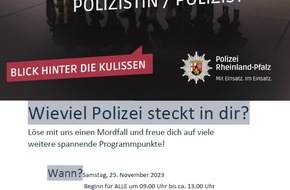 Polizeipräsidium Mainz: POL-PPMZ: Bad Kreuznach; Berufsinformationstag - Wieviel Polizei steckt in dir?