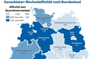 CHECK24 GmbH: Gasanbieterwechsel in Brandenburg am beliebtesten