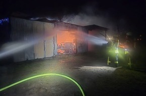 Kreisfeuerwehrverband Rendsburg-Eckernförde: FW-RD: Feuer in einer Werkstatt - 70 Einsatzkräften im Einsatz