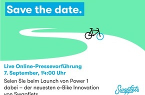 Swapfiets | Swaprad GmbH: Terminhinweis: Online-Pressevorführung des neuen Swapfiets Power 1 e-Bike am 07. September um 14:00 Uhr