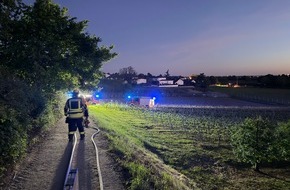 Feuerwehr Weinheim: FW Weinheim: Feuer im Weinberg - Weinheimer Feuerwehr stoppt Flammen im Abendrot