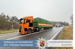 Polizeidirektion Neustadt/Weinstraße: POL-PDNW: Polizeiautobahnstation Ruchheim - Schwelbrand in Sattelauflieger