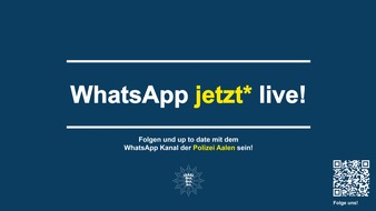 Polizeipräsidium Aalen: POL-AA: Die Polizei Baden-Württemberg und das Polizeipräsidium Aalen sind ab heute auf WhatsApp live