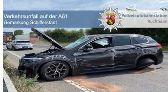Polizeidirektion Neustadt/Weinstraße: POL-PDNW: Polizeiautobahnstation Ruchheim - Eine schwer- und eine leichtverletzte Person nach Verkehrsunfall auf der A 61
