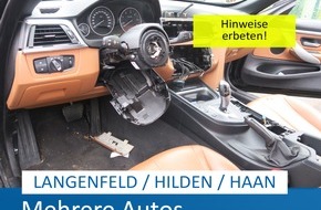 Polizei Mettmann: POL-ME: Täter entwendeten Airbags und Navigationsgeräte: Mehrere Autos ausgeschlachtet - Hilden / Haan / Langenfeld - 2501061