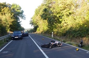 Polizei Düren: POL-DN: Auffahrunfall auf der B 399: Motorradfahrer verletzt