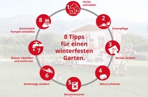 Einhell Germany AG: Acht Tipps: So macht man Garten und Gartengeräte winterfest