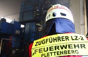 Feuerwehr Plettenberg: FW-PL: Brand einer Schmiedepresse in Plettenberg, Ortsteil Köbbinghauser Hammer