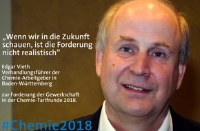 Arbeitgeberverband Chemie Baden-Württemberg e.V.: Chemie-Tarifrunde 2018 Baden-Württemberg: Auftaktverhandlung ohne Ergebnis / Chemie-Arbeitgeber weisen überhöhte Forderung zurück / "Blick in die Zukunft erfordert Realismus statt 7 Prozent"