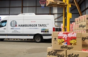 KELLOGG GmbH: Spende für Hamburger Tafel: Kellogg's und Veolia Towers Hamburg engagieren sich / 2.000 Packungen Cerealien Dank Initiative "Hoops against Hunger"