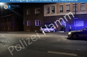 Polizeipräsidium Hamm: POL-HAM: Verfolgungsfahrt endete vor einer Hausmauer