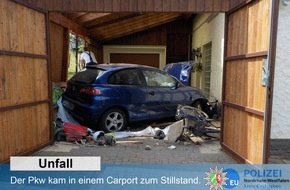 Kreispolizeibehörde Euskirchen: POL-EU: In Carport zum Stillstand gekommen