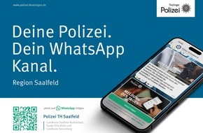 Landespolizeiinspektion Saalfeld: LPI-SLF: Blaulicht aufs Handy - der WhatsApp-Kanal der Landespolizeiinspektion Saalfeld