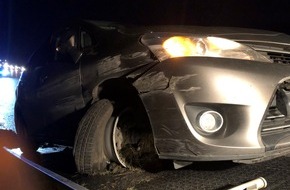 Polizeidirektion Flensburg: POL-FL: A7 Jagel/Schuby - Nach Überholvorgang geschnitten - Toyota verunfallt, Polizei sucht Zeugen