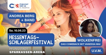 Hessentag 2023: Hessentag 2023: Wolkenfrei mit Vanessa Mai als Co-Headliner für das Schlagerfestival bestätigt