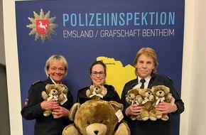 Polizeiinspektion Emsland/Grafschaft Bentheim: POL-EL: Landkreis - Deutsche Teddy-Stiftung übergibt Teddybären für Kinder in Notlagen an Polizeiinspektion Emsland / Grafschaft Bentheim
