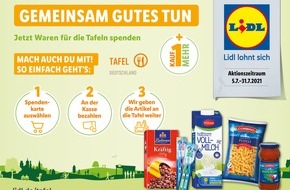 Lidl: Gemeinsam Gutes tun - Lidl startet wieder digitale "Kauf-1-mehr"-Aktion für die Tafeln in Deutschland / Spendenkarten erwerben und unkompliziert Produkte in der Filiale spenden