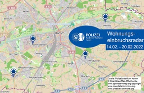 Polizeipräsidium Hamm: POL-HAM: Wohnungseinbruchsradar Hamm für die Woche vom 14. Februar bis 20. Februar 2022